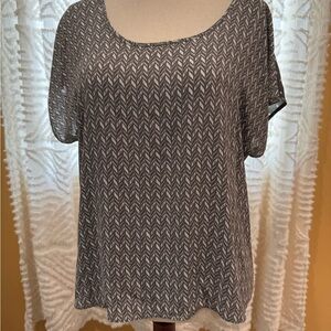 Alfani Black and White Patterned Blouse